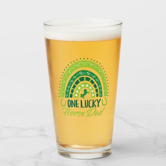 One Lucky Horse Vater Reittier St. Patrick's Day Glas (Vorne (Gefüllt))