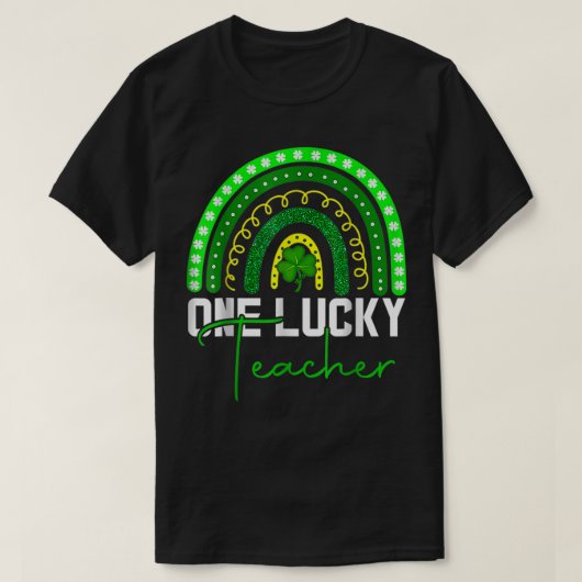 One Lucky Kinder Teacher Rainbow Leopard St T-Shirt (Design vorne)