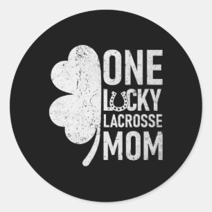 One Lucky Lacrosse Mama Funny Matching St Patricks Runder Aufkleber