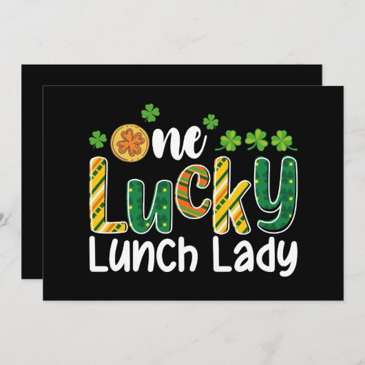 One Lucky Lunch Lady School St Patrick's Day Einladung (Vorne/Hinten)