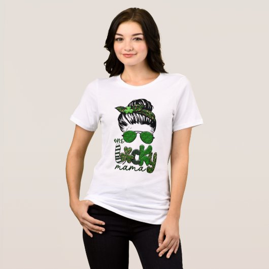 One Lucky Mama Irish St. Patrick's Day Tri-Blend Shirt (Vorderseite voll)