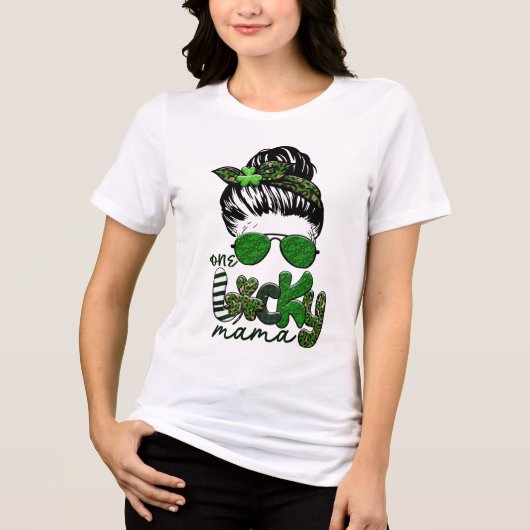 One Lucky Mama Irish St. Patrick's Day Tri-Blend Shirt (Vorderseite)