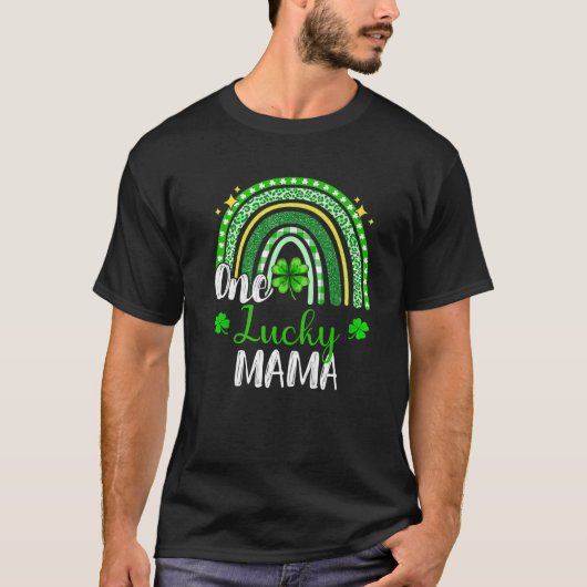 One Lucky Mama Leopard Print Rainbow St Patrick S T-Shirt (Vorderseite)