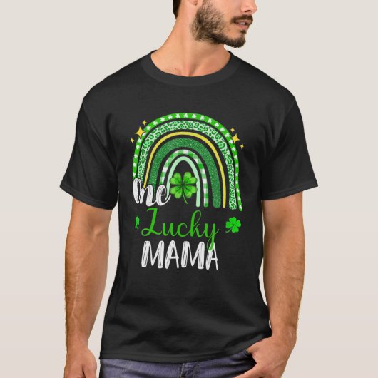 One Lucky Mama Leopard Print Rainbow St Patrick S T-Shirt (Vorderseite)
