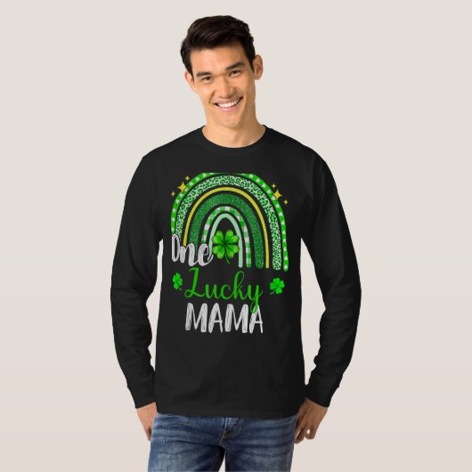 One Lucky Mama Leopard Print Rainbow St Patricku20 T-Shirt (Vorne ganz)