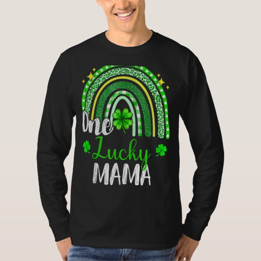 One Lucky Mama Leopard Print Rainbow St Patricku20 T-Shirt (Vorderseite)