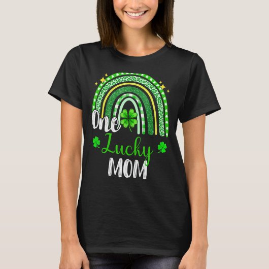 One Lucky Mama Leopard Print Rainbow St Patricku20 T-Shirt (Vorderseite)
