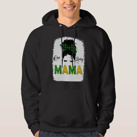 One Lucky Mama Messy Bun Leopard St Patrick S Day Hoodie (Vorderseite)