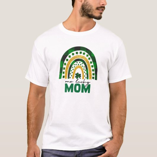 One Lucky Mama Rainbow St Patricks Day Kleeblatt T-Shirt (Vorderseite)