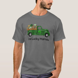 One Lucky Mamaw Truck Green Kariert Kleeblatts St T-Shirt