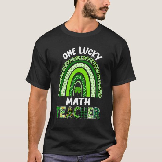 One Lucky Math Lehrer Rainbow Leopard St Patricku T-Shirt (Vorderseite)