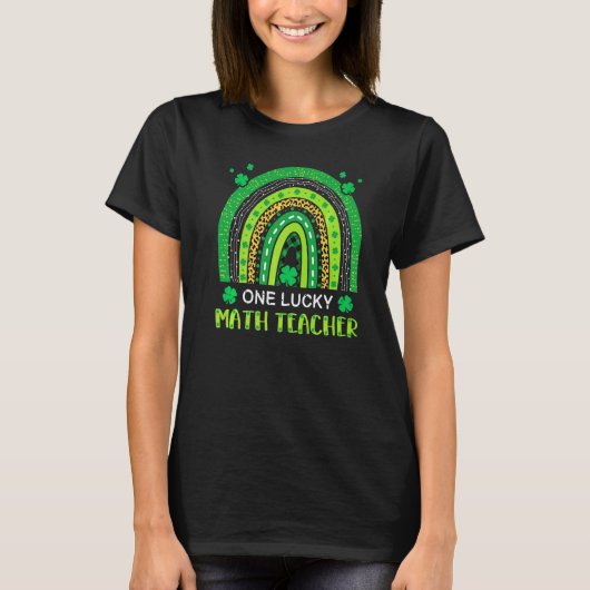 One Lucky Math Teacher St Patrick's Day Kleeblatt  T-Shirt (Vorderseite)