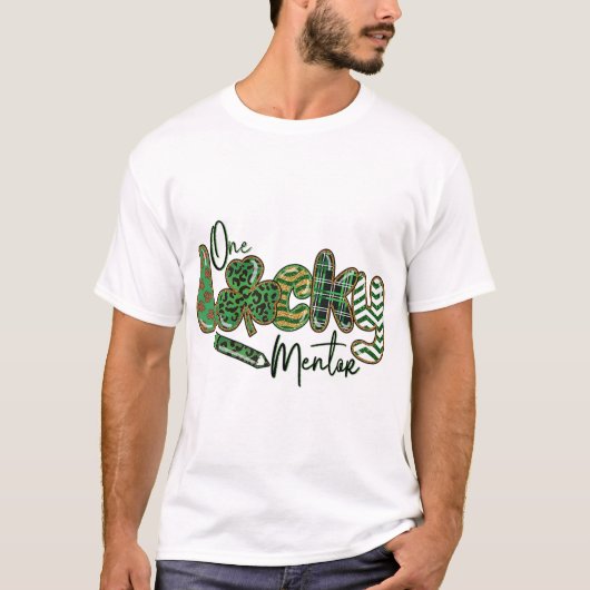 One Lucky Mentor Happy St Patricks Day Kleeblatt M T-Shirt (Vorderseite)
