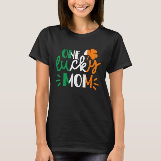 One Lucky Mom St Patricks Day Irish Flag Ireland F T-Shirt (Vorderseite)