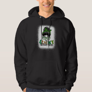 One Lucky Montessori Teacher Bleached St Patricks Hoodie
