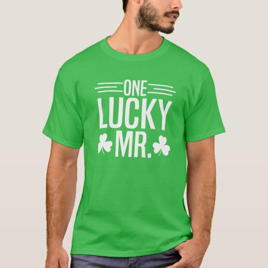 One Lucky Mr St Patricks Day Irish Kleeblatt Coupl T-Shirt (Vorderseite)