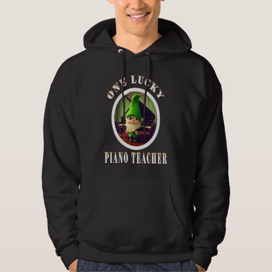 One Lucky Music Piano Teacher Gnome St Patrick's D Hoodie (Vorderseite)