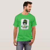 One Lucky Nawnie Bleached Messy Bun St Patricks Da T-Shirt (Vorne ganz)