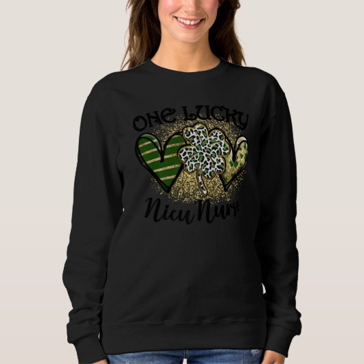 One Lucky Nicu Nurse St Patricks Day Leopard Shamr Sweatshirt (Vorderseite)