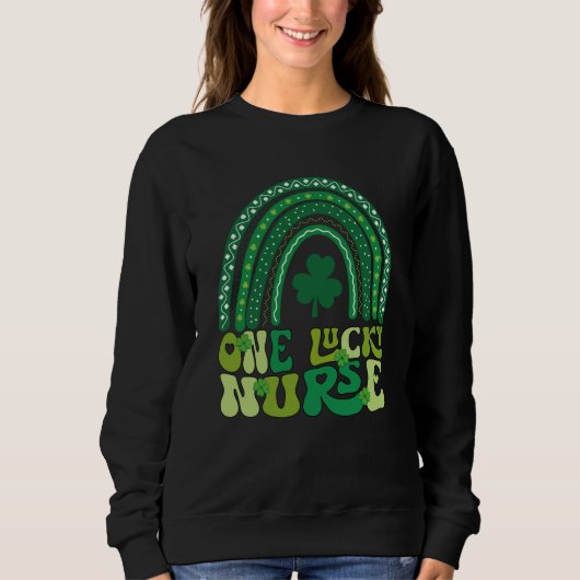 One Lucky Nurse Groovy Retro Rainbow St Patricks D Sweatshirt (Vorderseite)