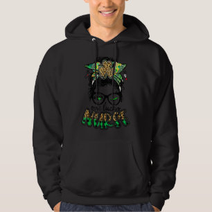 One Lucky Nurse Leopard Messy Bun Kleeblatt St Pat Hoodie