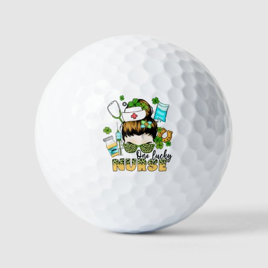 One Lucky Nurse - Messy Bun - St. Patrick's Day Golfball (Vorderseite)