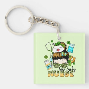 One Lucky Nurse - Messy Bun - St. Patrick's Day Schlüsselanhänger