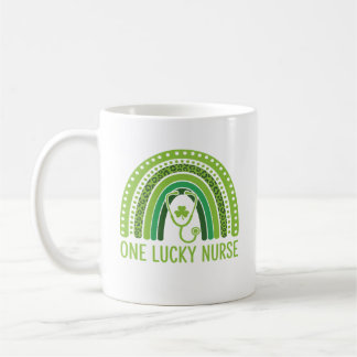 One Lucky Nurse Scrub RN ICU ER St Patricks Day Kaffeetasse