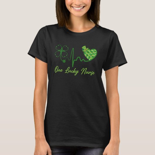 One Lucky Nurse Scrub RN ICU ER St Patricks Day Nu T-Shirt (Vorderseite)