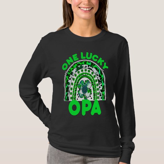 One Lucky Opa Good Luck Green Rainbow Shamrock Leo T-Shirt (Vorderseite)