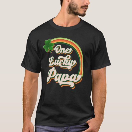 One Lucky Papa Funny Irish Clovers St Patrick's Da T-Shirt (Vorderseite)