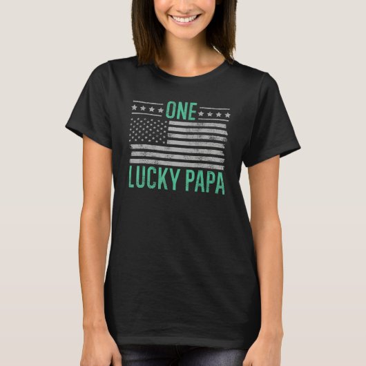 One Lucky Papa, Retro US Flag Funny Father's Day D T-Shirt (Vorderseite)