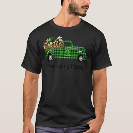 One Lucky Pappy Green Kariert Truck Kleeblatts St  T-Shirt (Vorderseite)