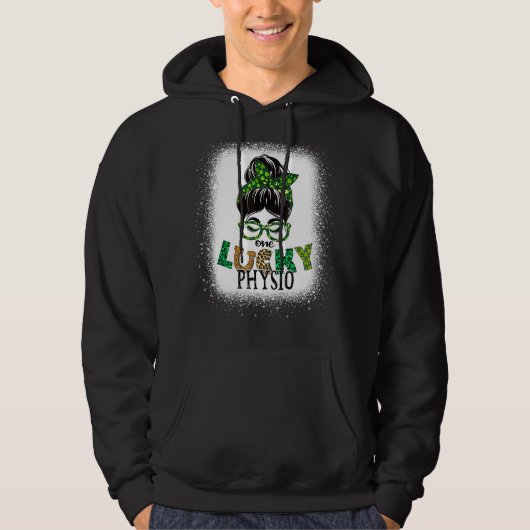 One Lucky Physio gebleicht Messy Bun St Patricks D Hoodie (Vorderseite)