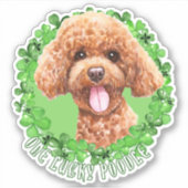 One Lucky Poodle Funny St Patrick Dog Aufkleber (Vorderseite)