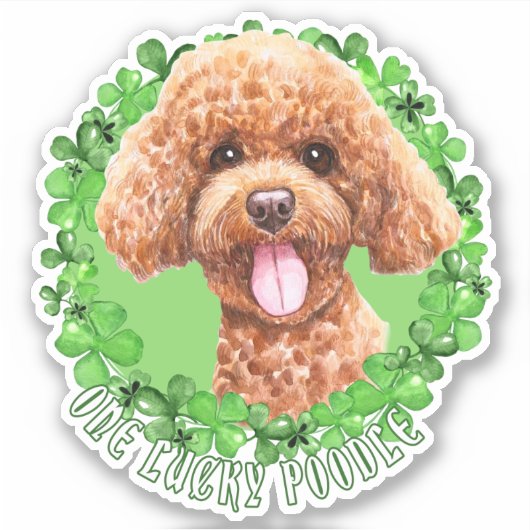 One Lucky Poodle Funny St Patrick Dog Aufkleber (Vorderseite)