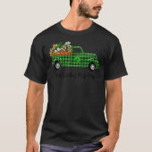 One Lucky Pop Pop Green Kariert Truck Kleeblatts P T-Shirt (Vorderseite)