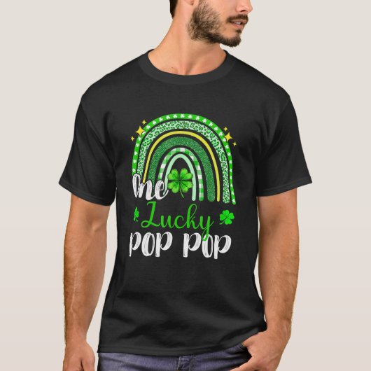 One Lucky Pop Pop Leopard Print Rainbow St Patrick T-Shirt (Vorderseite)
