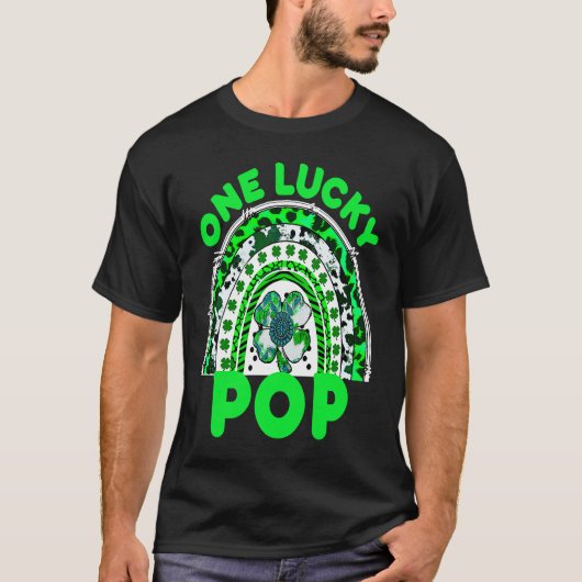One Lucky Pop Viel Glück Green Rainbow Kleeblatt L T-Shirt (Vorderseite)