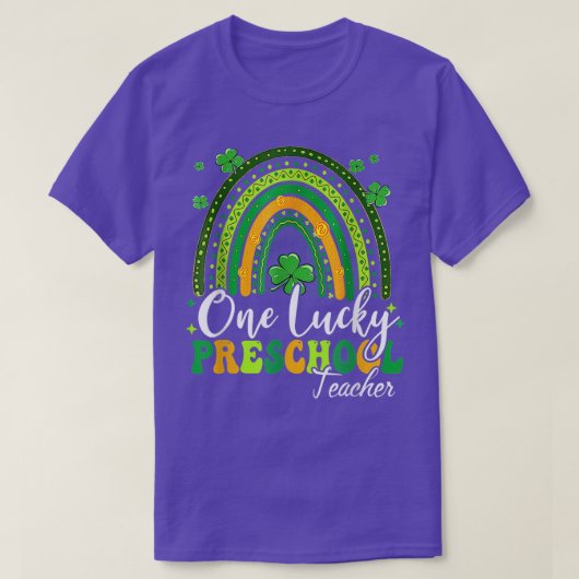 One Lucky Preschool Lehrer Rainbow Kleeblatt Patri T-Shirt (Design vorne)