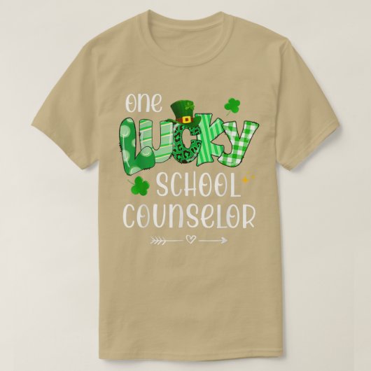 One Lucky School Counselor Kleeblatt Lehrer St Pat T-Shirt (Design vorne)