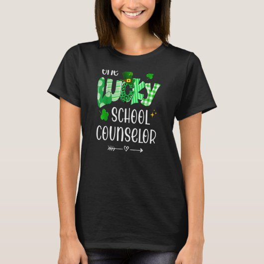 One Lucky School Counselor Kleeblatt Lehrer St Pat T-Shirt (Vorderseite)