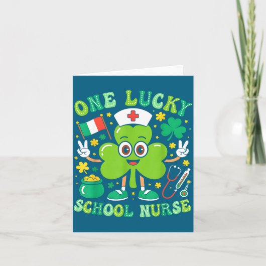 One Lucky School Nurse St Patrick's Day Shamrock I Karte (Vorderseite)