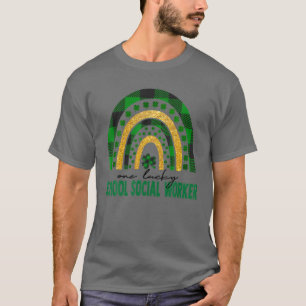 One Lucky School Social Worker Rainbow St Patricks T-Shirt