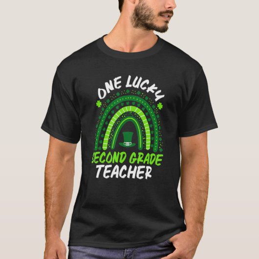 One Lucky Second Grade Teacher Rainbow St Patrick' T-Shirt (Vorderseite)