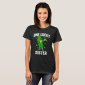 One Lucky Sister St Patricks Day Dabbing Leprechau T-Shirt (Vorne ganz)