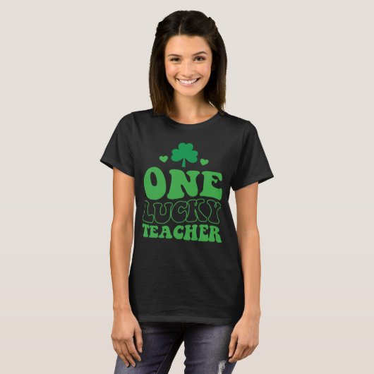 One Lucky Teacher Groovy Retro St Patrick's Day Sh T-Shirt (Vorne ganz)