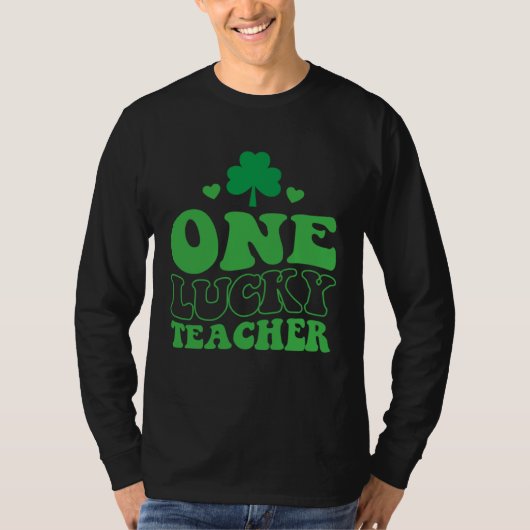 One Lucky Teacher Groovy Retro St Patrick's Day Sh T-Shirt (Vorderseite)