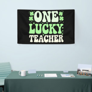One Lucky Teacher Groovy Retro Teacher St Patricks Banner
