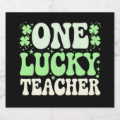One Lucky Teacher Groovy Retro Teacher St Patricks Bierflaschenetikett (Einzelnes Label)